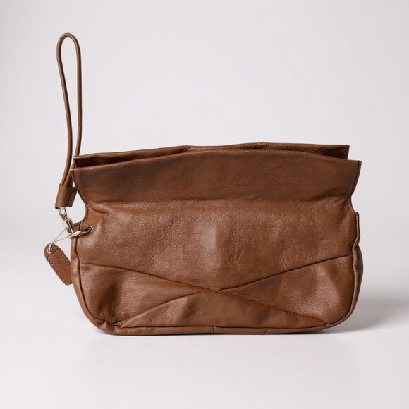 DANIER SOFT BROWN LEATHER CLUTCH PURSE WITH DUSTBAG VINTAGE 1990's - Picture 4 of 4